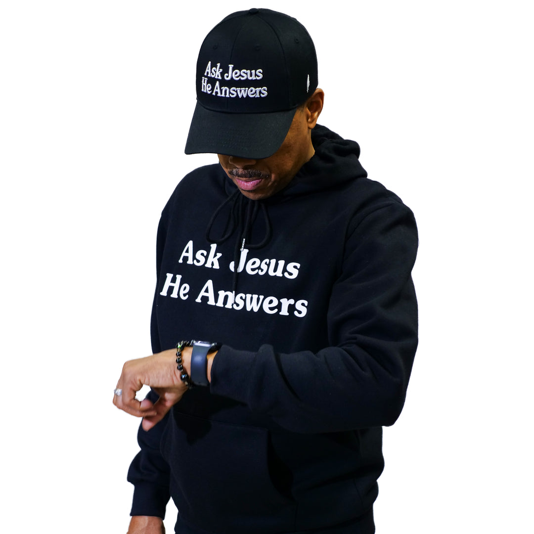 Ask Jesus He Answers Christian Hoodie - Classy Black