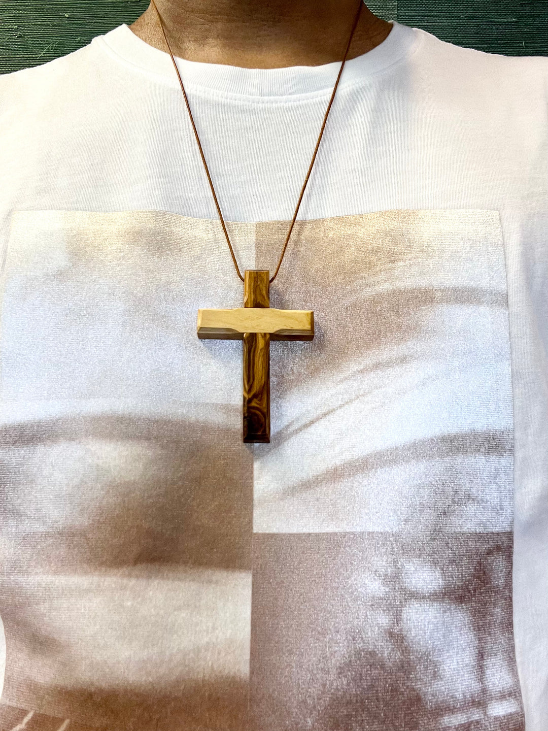 Authentic Olive Wood Christian Cross Necklace from Bethlehem
