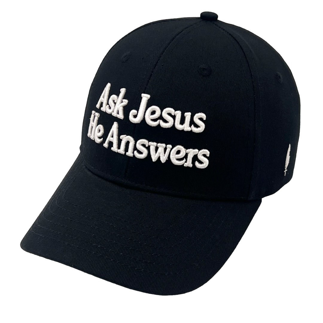 Ask Jesus He Answers Christian Cap - Classy Black