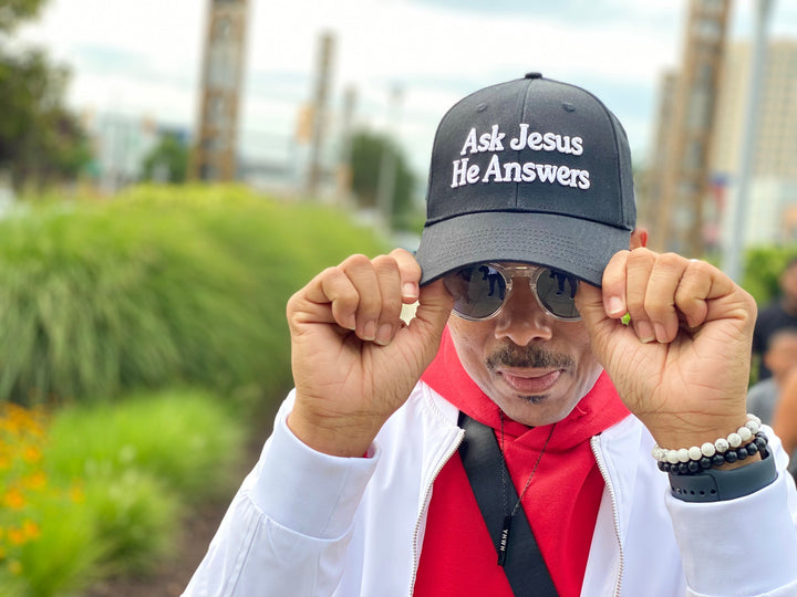 Let's make a bold declaration of our faith and let the world know that we trust in Jesus for answers to life's most pressing questions. Our baseball cap merges style and spirituality, making it a meaningful accessory for our everyday lives.